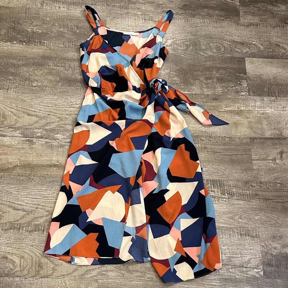 Lush Women’s‎ XL Geometric Print Faux Wrap Midi Dress